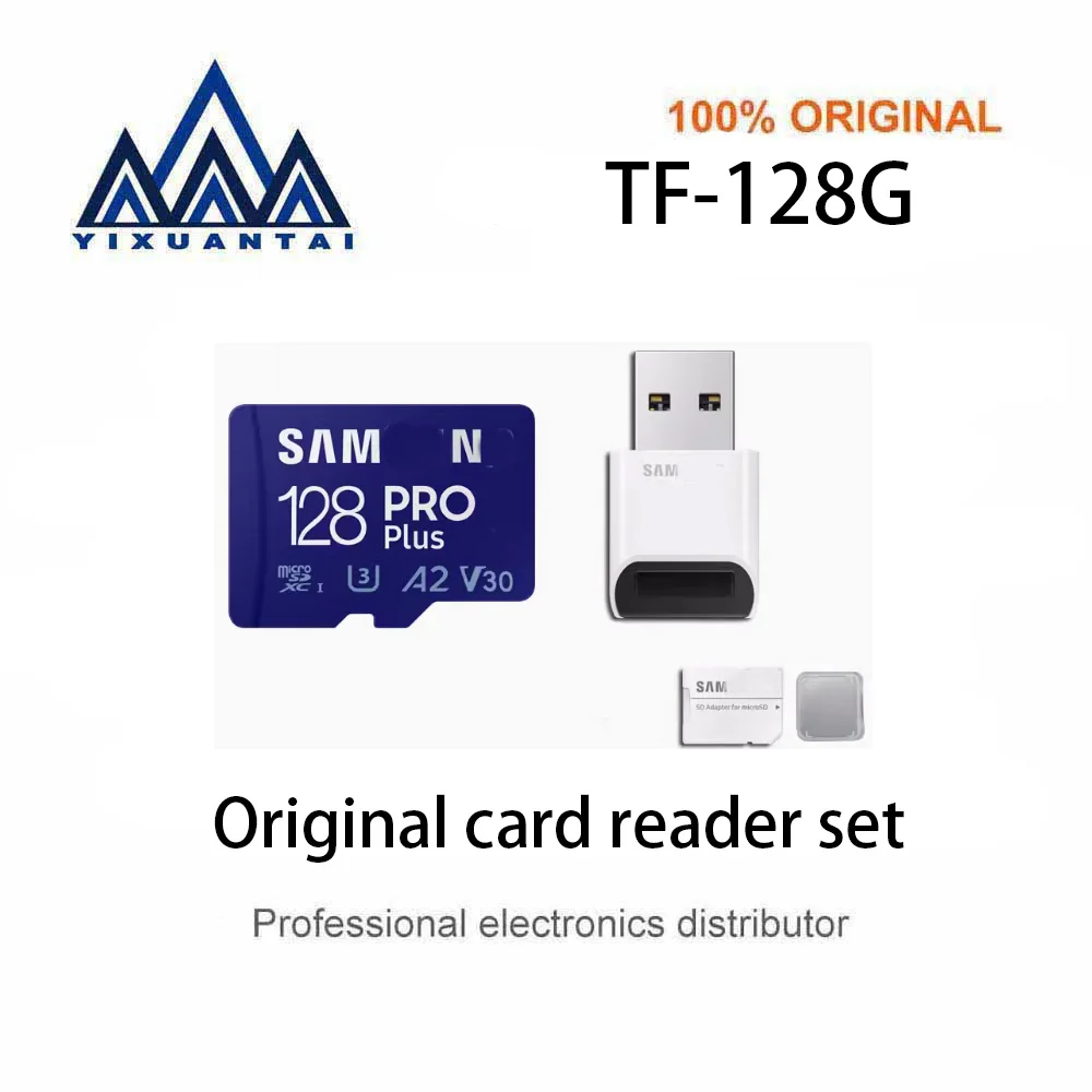 

1 set Original SAM SUNG PRO Plus Memory Card With USB 3.0 Card Reader 128GB Micro SD Card A2 V30 TF Card U3 Flash Card