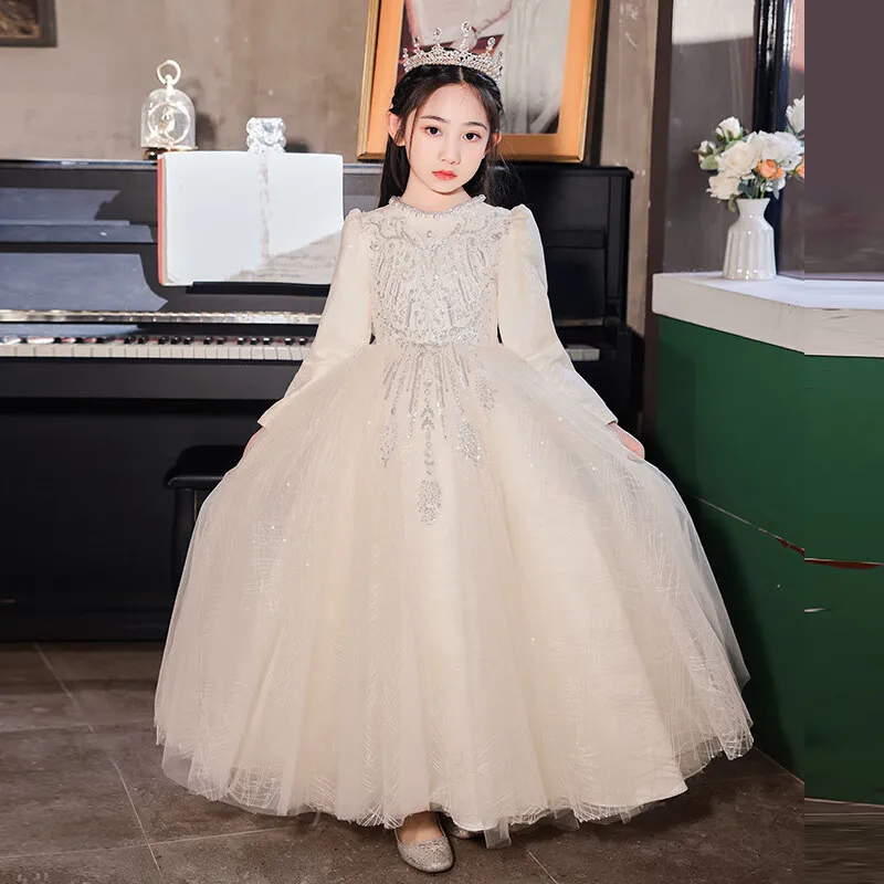 Girls' Formal Dress High-end Children's Host Piano Performance Dress Flower Girl Wedding Dress Little Girl Birthday Princess Dre