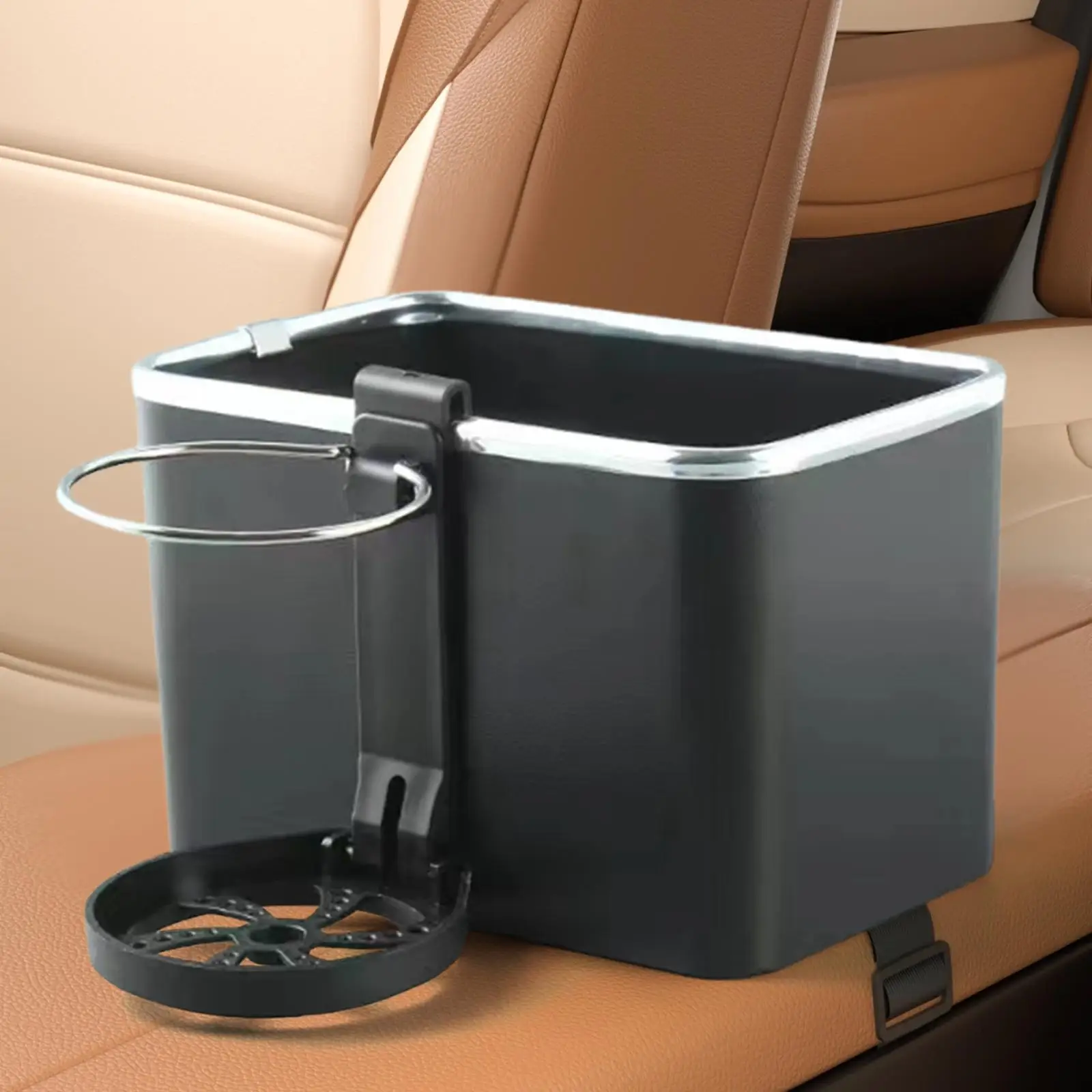 Car Armrest Storage Box with Foldable Cup Holder Easy to Install Auto Interior Accessories Tissue Box Holder Multipurpose