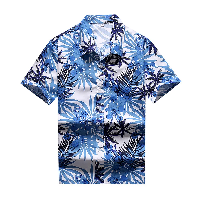 Camisa de coco havaiana masculina estampada, camisa de manga curta, plus size, floral colorida, moda casual, férias, streetwear