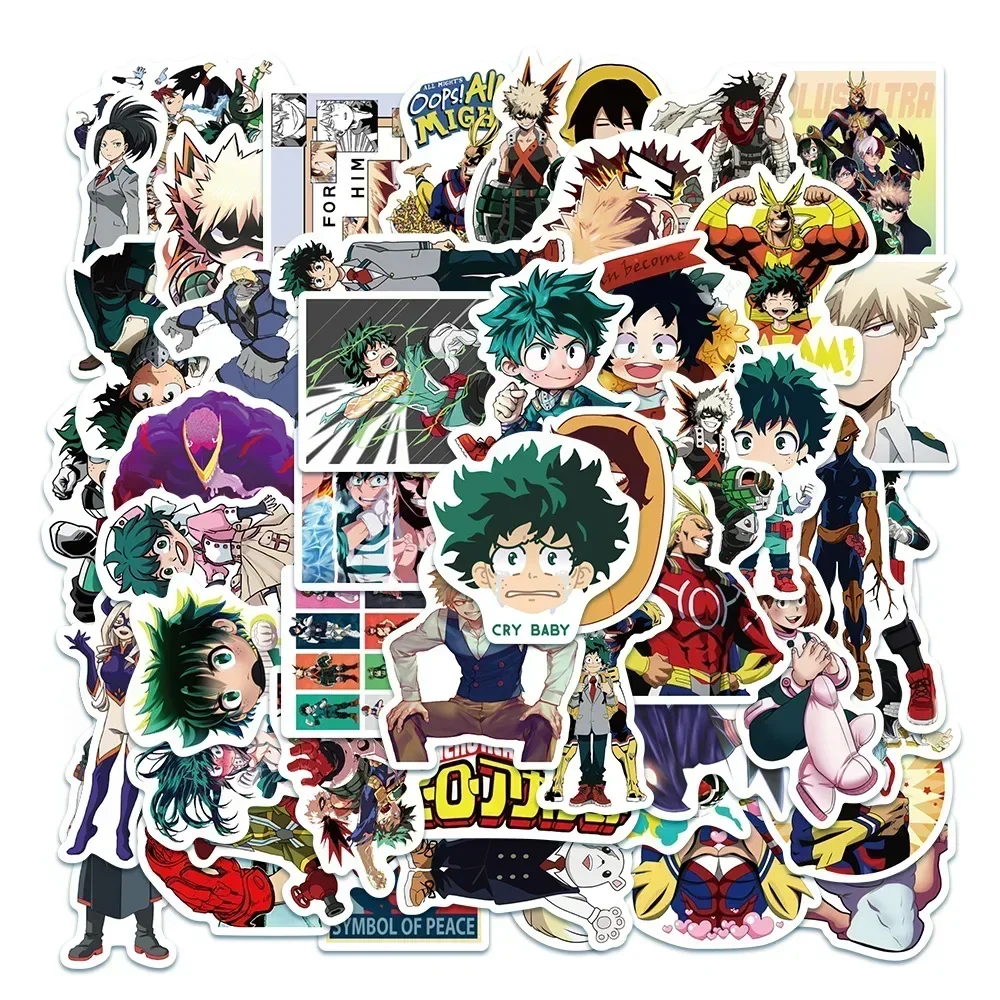 50PCS My Hero Academy Stickers Cute Anime Graffiti Decals Waterproof Phone Case Laptop Skin Kawaii Packaging Art Supplies