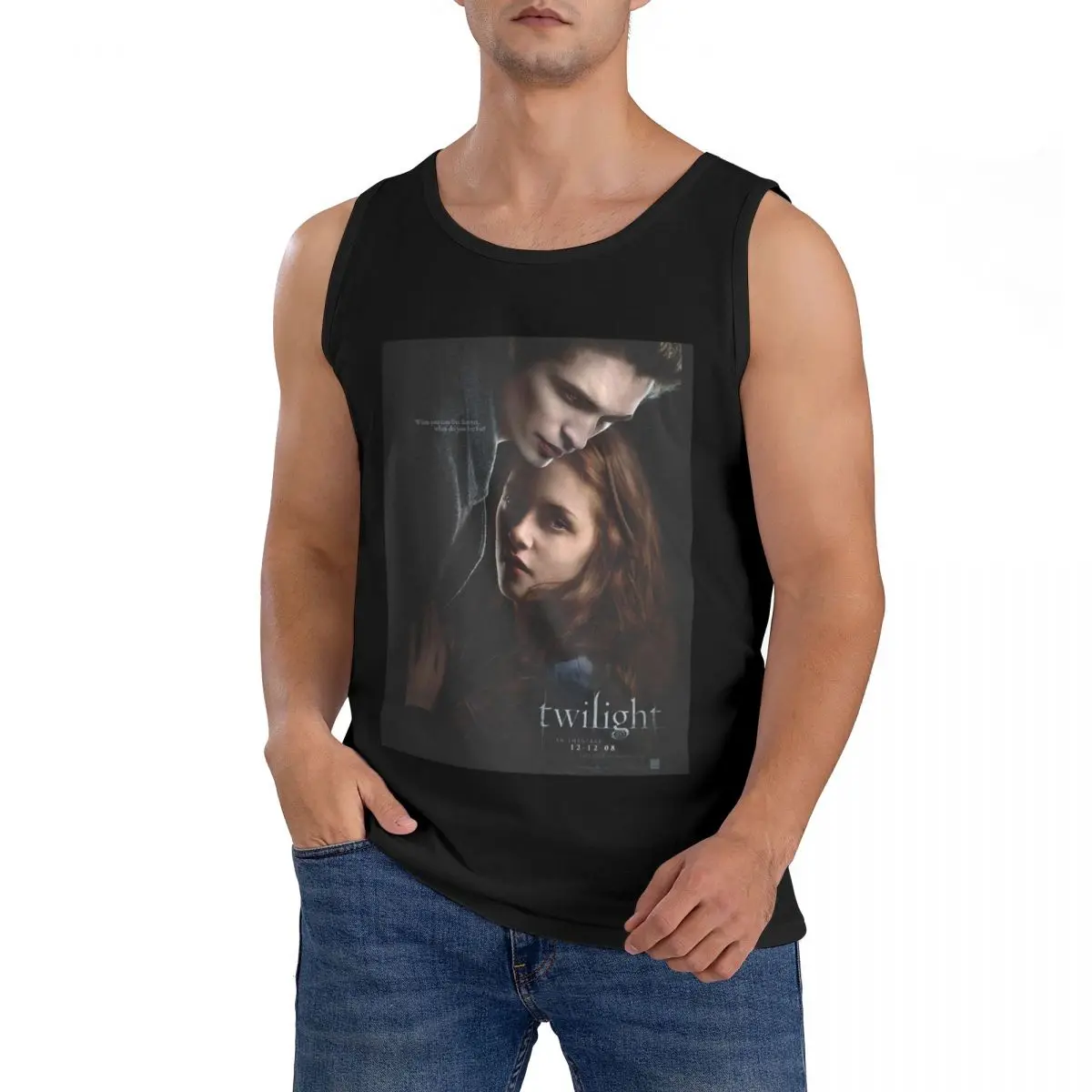 100% Cotton The Twilight Saga Vampire Sleeveless T-Shirt Men Workout Sports Clothing Tops Men's Crew Neck Vest