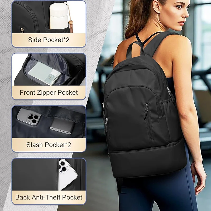 حقيبة رياضية قابلة للتمديد، حقيبة ظهر جافة ورطبة لليوجا واللياقة البدنية مع أحذية، حقيبة تخييم للمشي لمسافات طويلة في الهواء الطلق، حقيبة ظهر كبيرة لعطلة نهاية الأسبوع