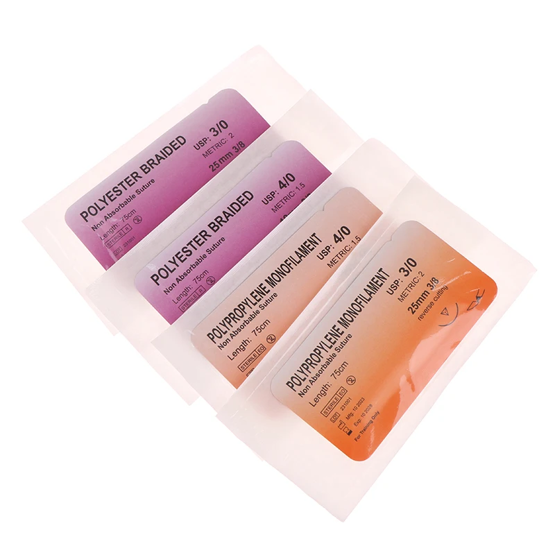 1Pcs 3/0 4/0 Needle Suture Nylon Monofilament Non-injured Suture Medical Thread Suture For Medical Surgical Suture Tool