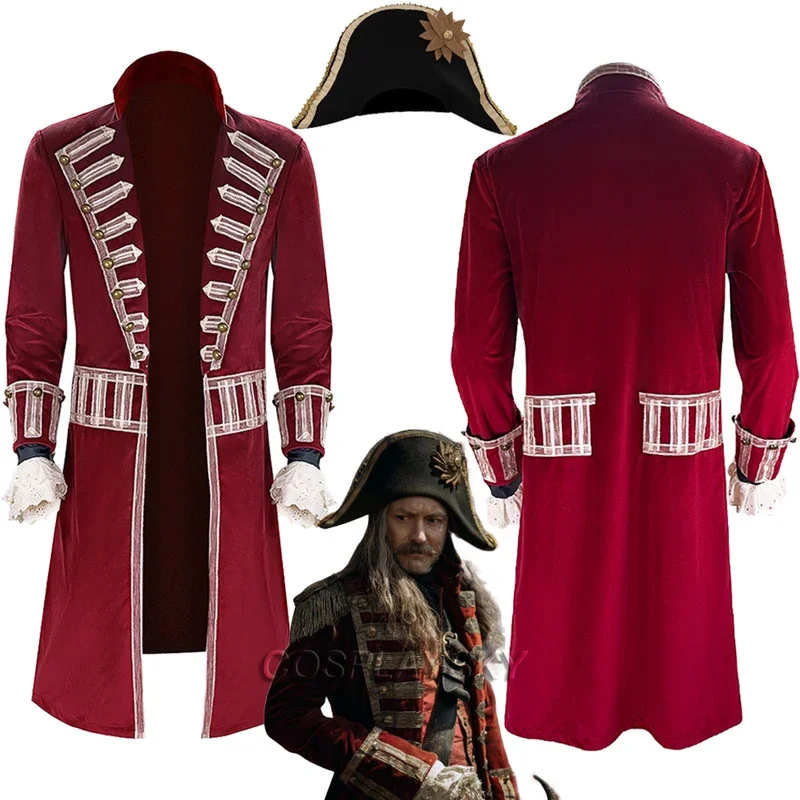 Captain Hook Cosplay Fantasy 2023 Movie Peter Cosplay Pan Pirate Disguise Costume Hat Men Cosplay Outfits Male Halloween Cloth