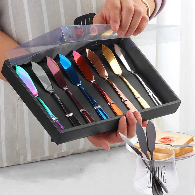 8Pcs Luxury Butter Knife Set Stainless Steel Toast Bread Jam Cheese Spreaders Cream Dessert Knives Breakfast Kitchen Tools Set