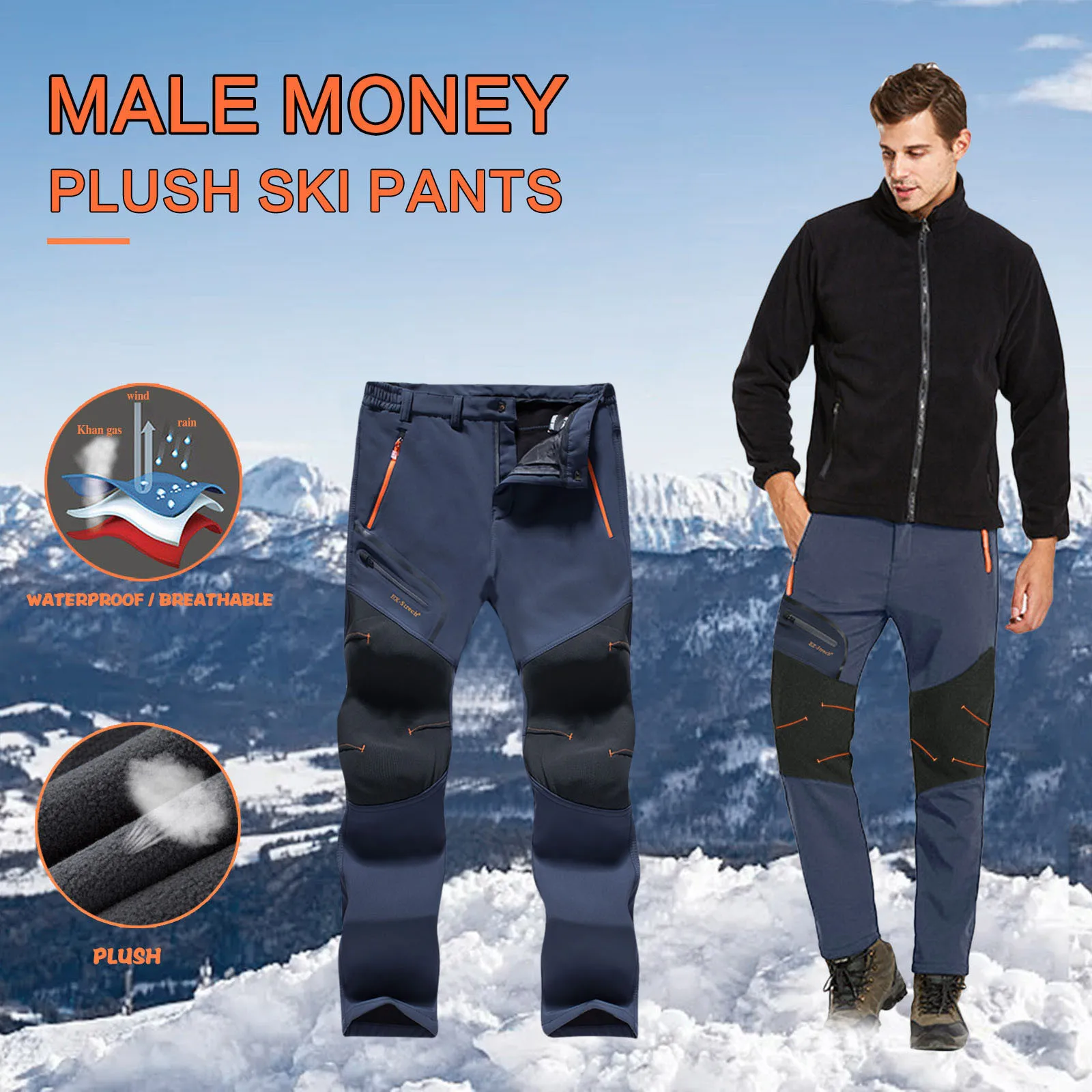 

Men Windproof Outdoor Camping Hiking Warm Thick Trousers Pants Thermal Ski Wear Snowboard Overalls Windproof Outfits