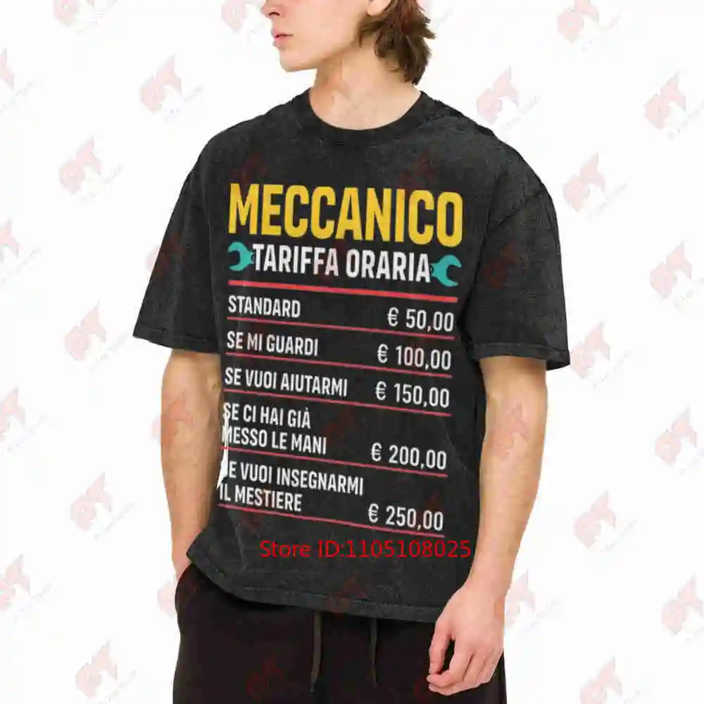 Funny Mechanic Hourly Wage Automotive Pricing Chart Vintage Washed Tee Pure Cotton T-Shirt