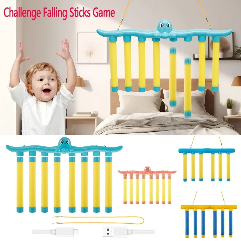 Challenge Falling Sticks Game, Kids Stick Catching Toy, Training Reaction Hand Eye Educational Parent-Child Interactive Toy