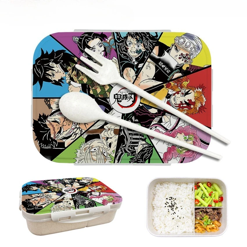 

Anime Demon Slayer Bento Lunch Box Cartoon Pattern Print Bento Box Portable Office Dinner Case Students Food Storage Container