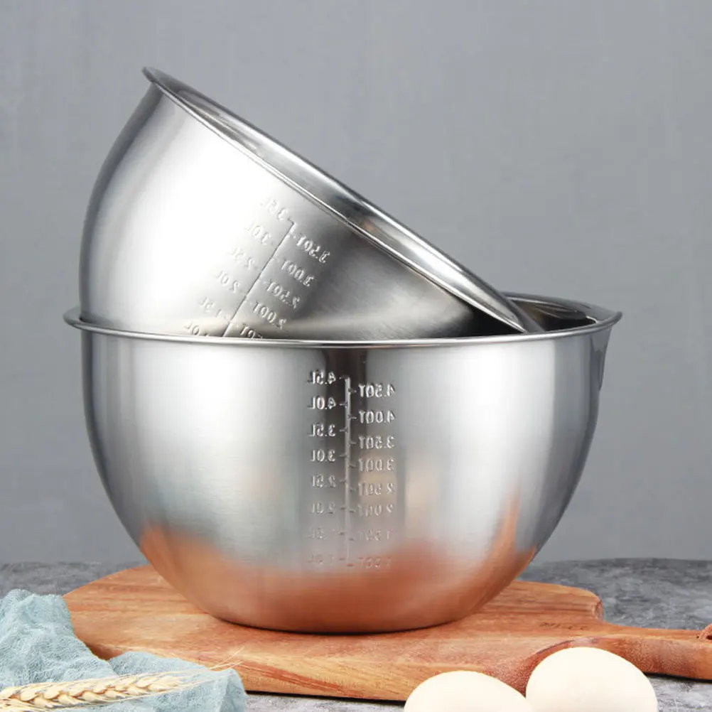 

Baking Egg Beater 2 0L Stainless Steel Salad Mixing Bowl Food Storage Kitchen Travel Silver Large Capacity Practical