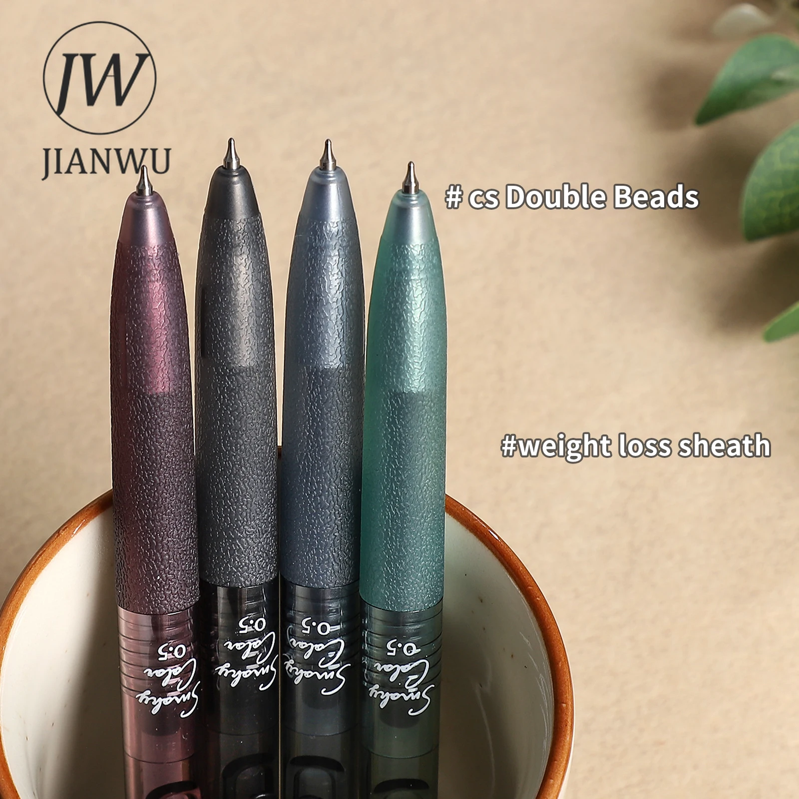 JIANWU Vintage Smoky Color Press Gel Pen 0.5mm Black Quick Drying Creative DIY Journal Student Supplies Stationery