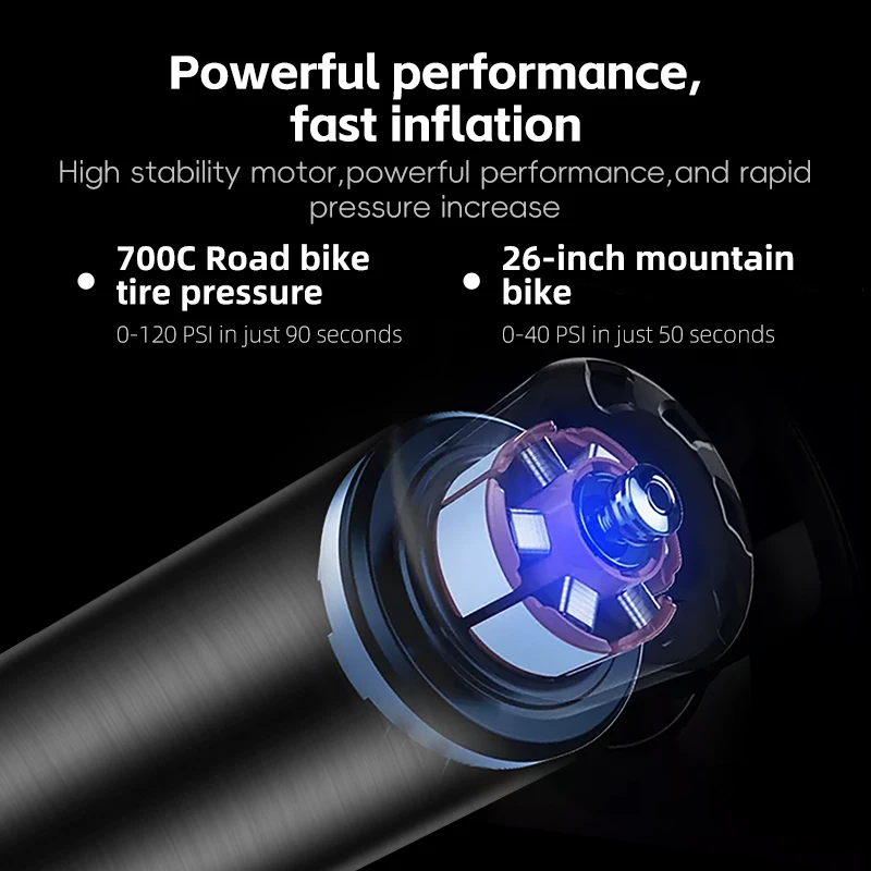 WEST BIKING 120Psi High Pressure Electric Bicycle Pump Aluminum Alloy Presta Schrader Valve MTB Road Bike Pump Cycling Inflator