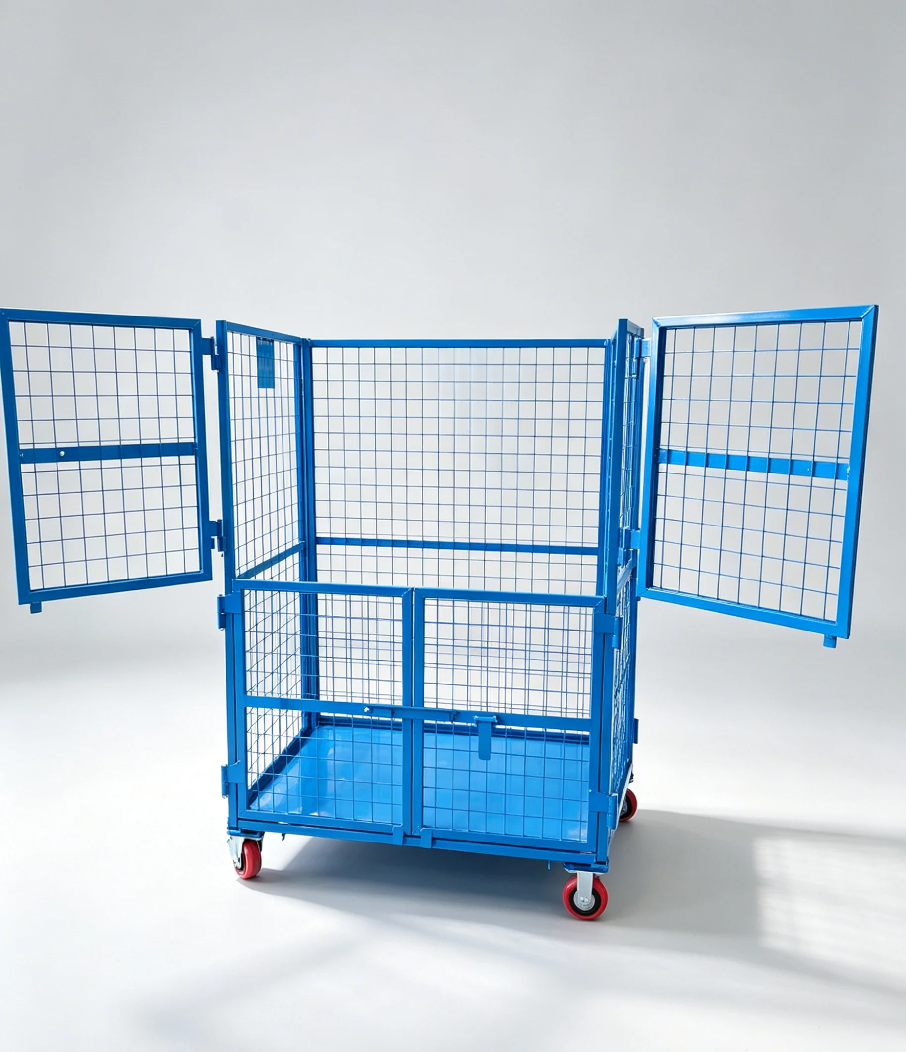Collapsible 2 Tier Metal Trolley Cage Storage Container With Shelves For Warehouse Warehousing Handling