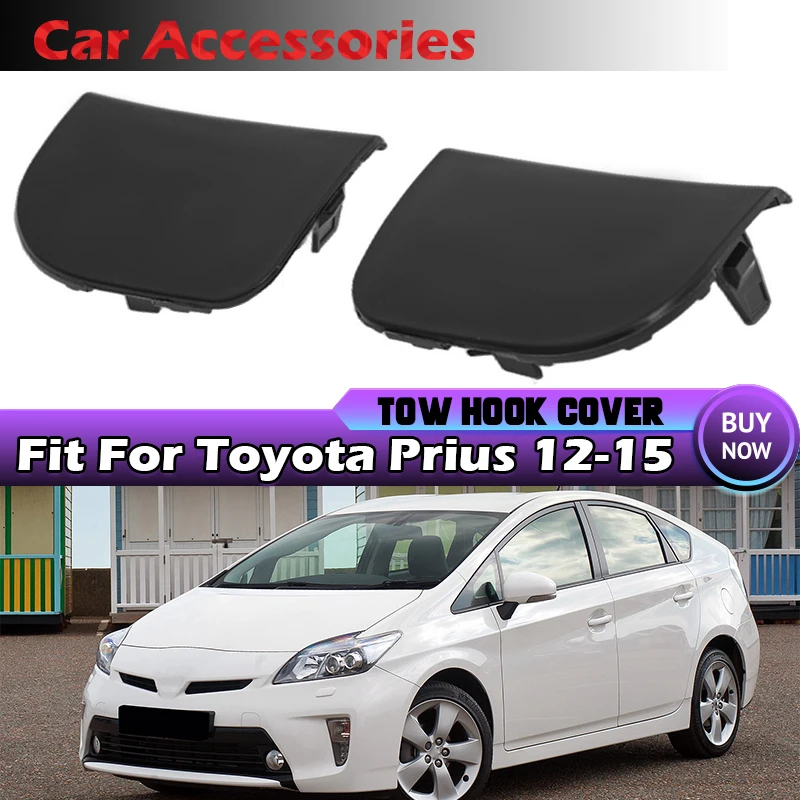 

Pair Front Tow Hook Cover Auto Left Right Bumper Towing Eye Cap Fit For Toyota Prius XW30 2012-2015 Trailer Car Accessories