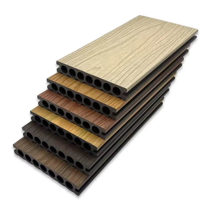 Modern Outdoor New WPC Anti-Slip Composite Paving Panel Waterproof Wood Floor Terrace Pavement Brushed Technics 4