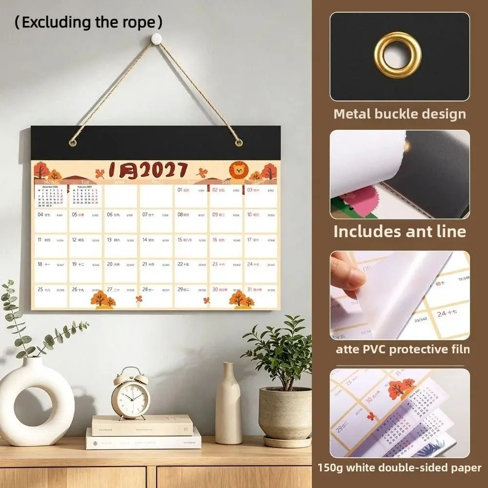 Time Tool 2027 Wall Calendar 12 Months Creative Monthly Schedule Planner Tear-Off Design Portable Agenda Planner School Supplies