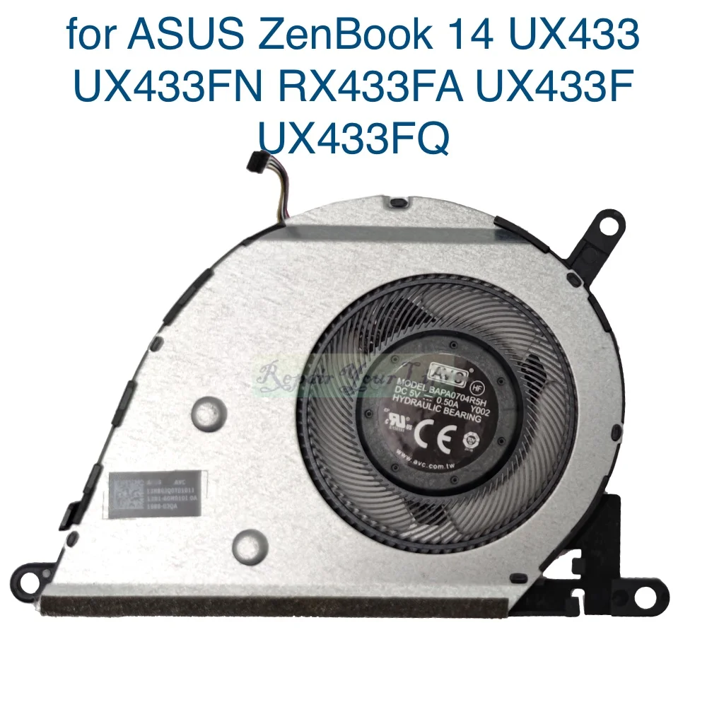 

CPU Cooling Fan for ASUS ZenBook 14 UX433 UX433FN RX433FA UX433F UX433FQ UX433FA UX433FL Laptop BAPA0704R5H-Y002 13NB0JQ0T01011