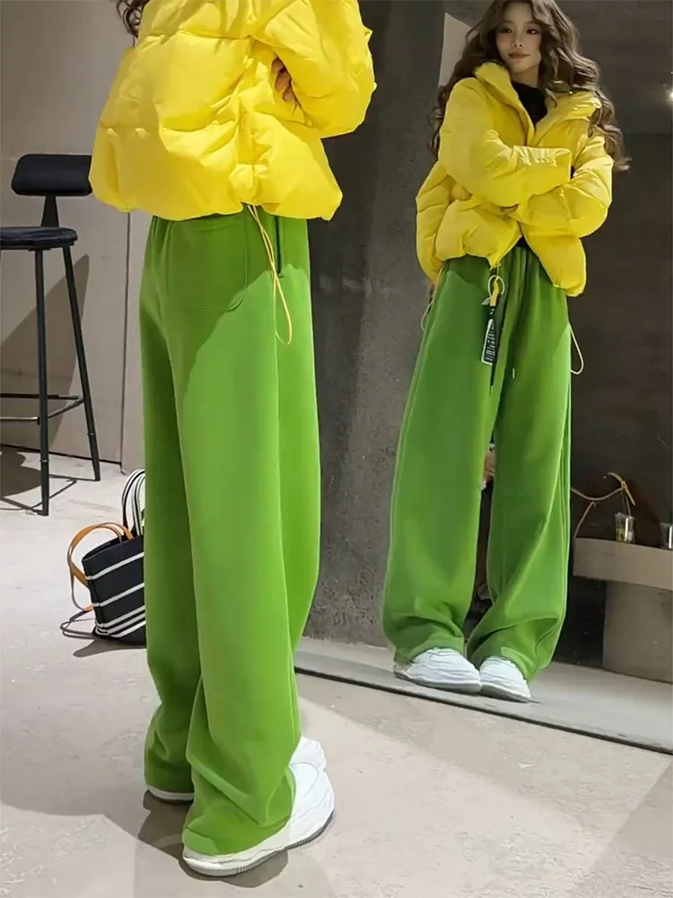 

High Waist een Casual Pants Women's Faionable Autumn Winter Long Loose Wide Leg Pants Comfortable Casual Trousers