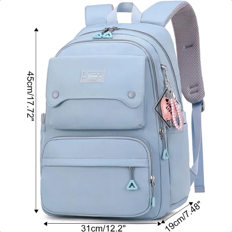 حقيبة ظهر كاجوال للفتيات المراهقات حقيبة ظهر للمدرسة المتوسطة الثانوية للنساء حقيبة كمبيوتر محمول للسفر اليومي 1 أزرق 26 لترًا