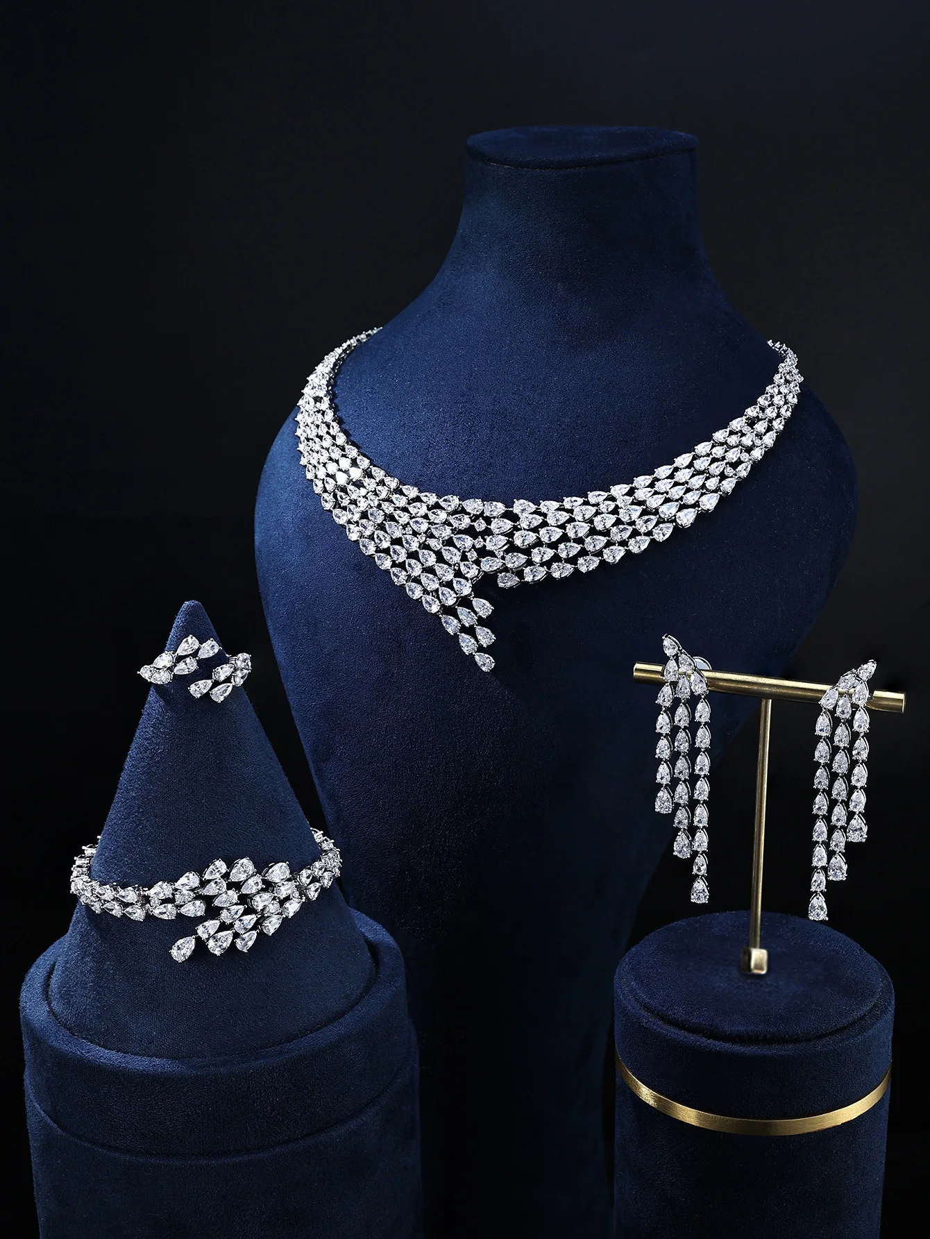 Bridal Jewelry Set for Women 4Pcs Luxury CZ 5 Bridal Jewelry Set for Women 4Pcs Luxury CZ