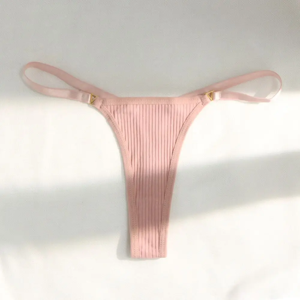 Red Breathable Thin Belt Smooth Pure Color Simple Korean Style Thongs Low Waist Briefs Women Thread Panties Nylon T-Pants
