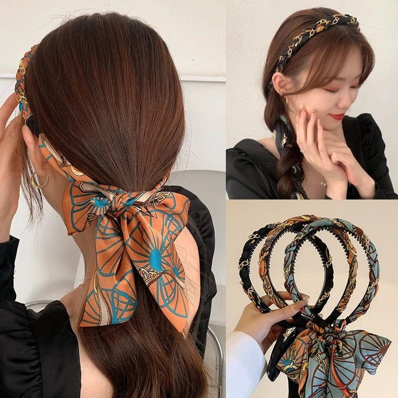 

French Ribbon Headband Women Girl Vintage Satin Fabric With Teeth Non-slip Hair band Hair Hoop Fashion Hair Accessories