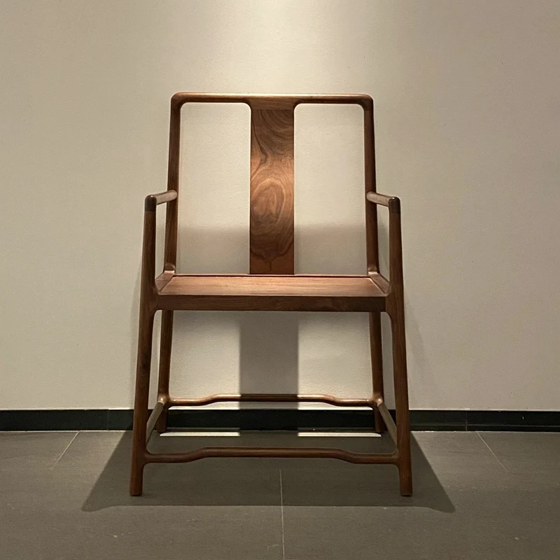 New Chinese North American black walnut chair Song style aesthetic Zen tea chair solid wood furniture