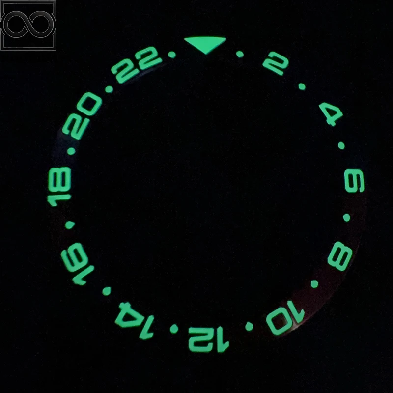 NOOKIDA 38-30.5mm Blue/Green Luminous Curved Ceramics Bezel Insert Fit 40mm Watch Case NH35 NH36 Movement Bezel