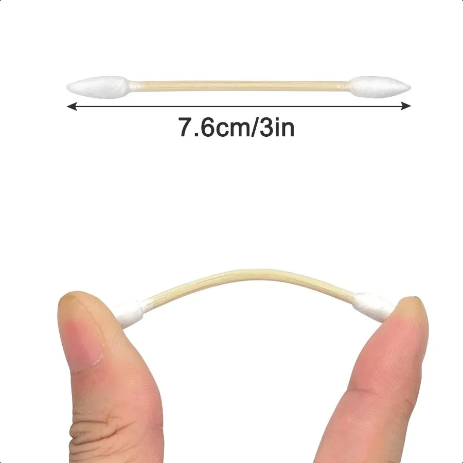 500 Count Pointed Tip Cotton Swabs Double Precision Tips with Bamboo Sticks Pointy Cotton Swabs for Makeup Nail Polish Touchups