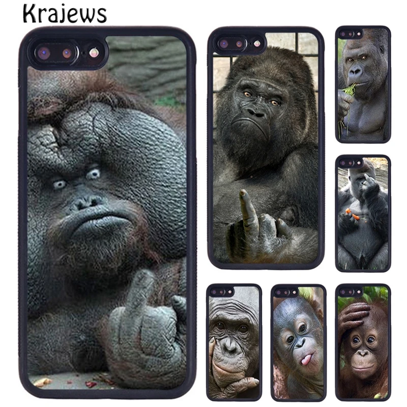 Krajews CUTE ORANGUTAN monkey babies Phone Case For iPhone 16 15 14 plus X XR XS 11 12 13 pro max coque