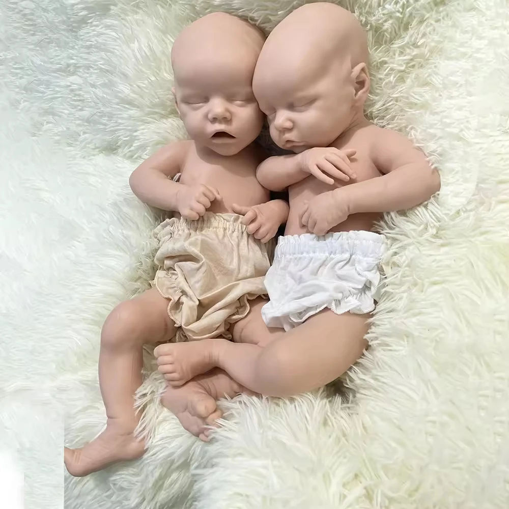 Fully Unpainted Soft Body Silicone Baby Girl Twins 18