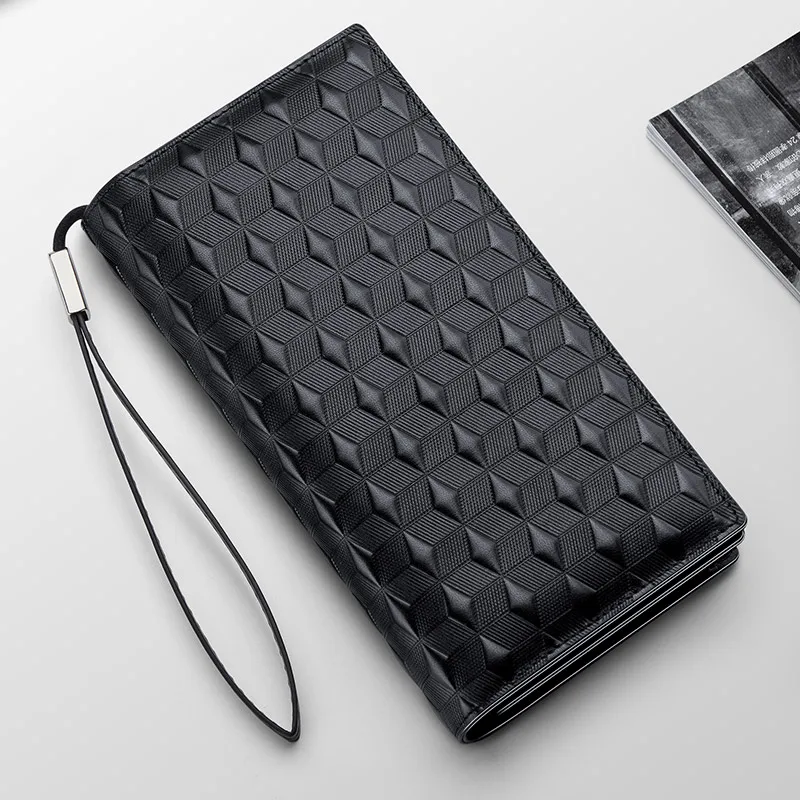 Men's leather handbag, fashionable long wallet, multifunctional card holder, mobile phone bag