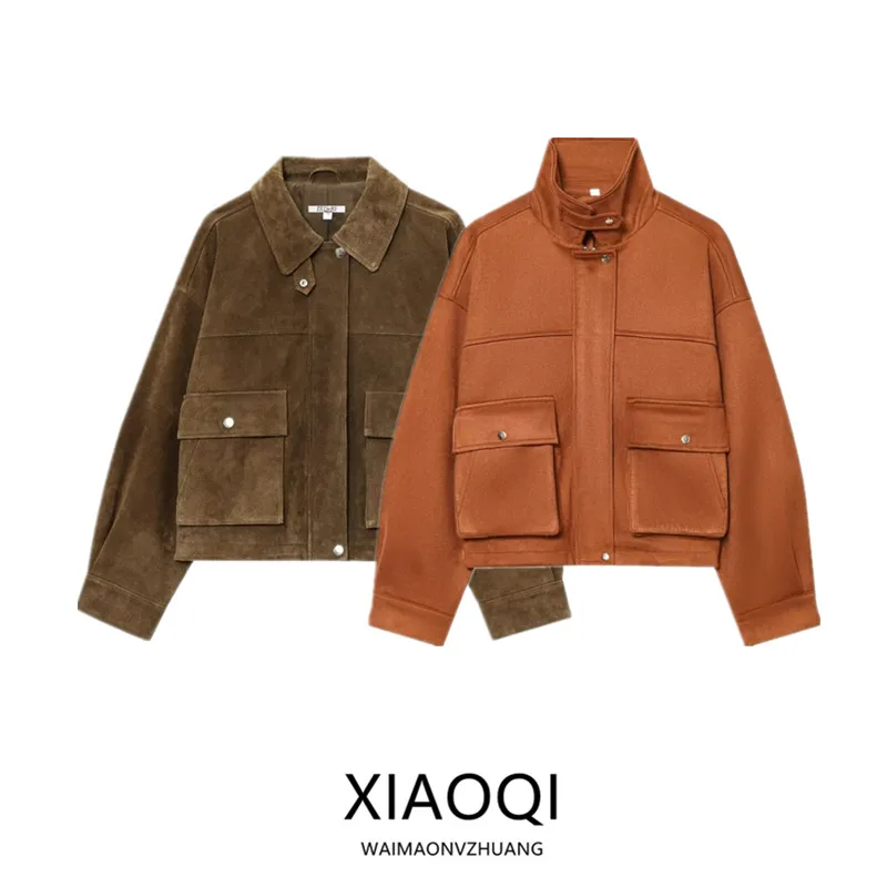 Pilota in pura pelle allentata Jaet Faion da donna Autunno Nuovo arrivo 2025 ort Capispalla Chiusura con cerniera Nessun cappello incluso