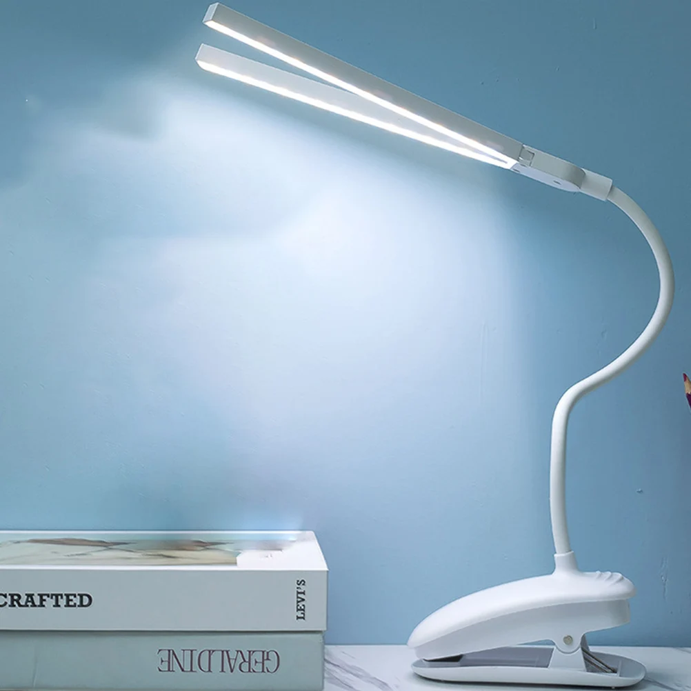

1pc Dual-Head Led Desk Lamp Touch Control Reading Light With Usb Charging Design Bedside Night Light For
