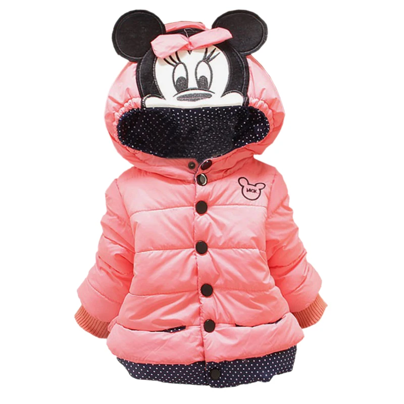 Autumn Winter Baby Girls Jackets Thick Cartoon Minnie Kids Hooded Jacket Coat for Girl Clothes Children Outerwear 1 2 3 4 Years