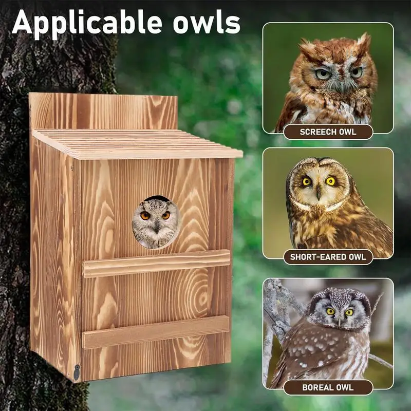 

Owl House Wooden Owl Houses For Outdoors Circular Opening Easy Assembly Large Birdhouse For Kestrels Birds Includes Mounting