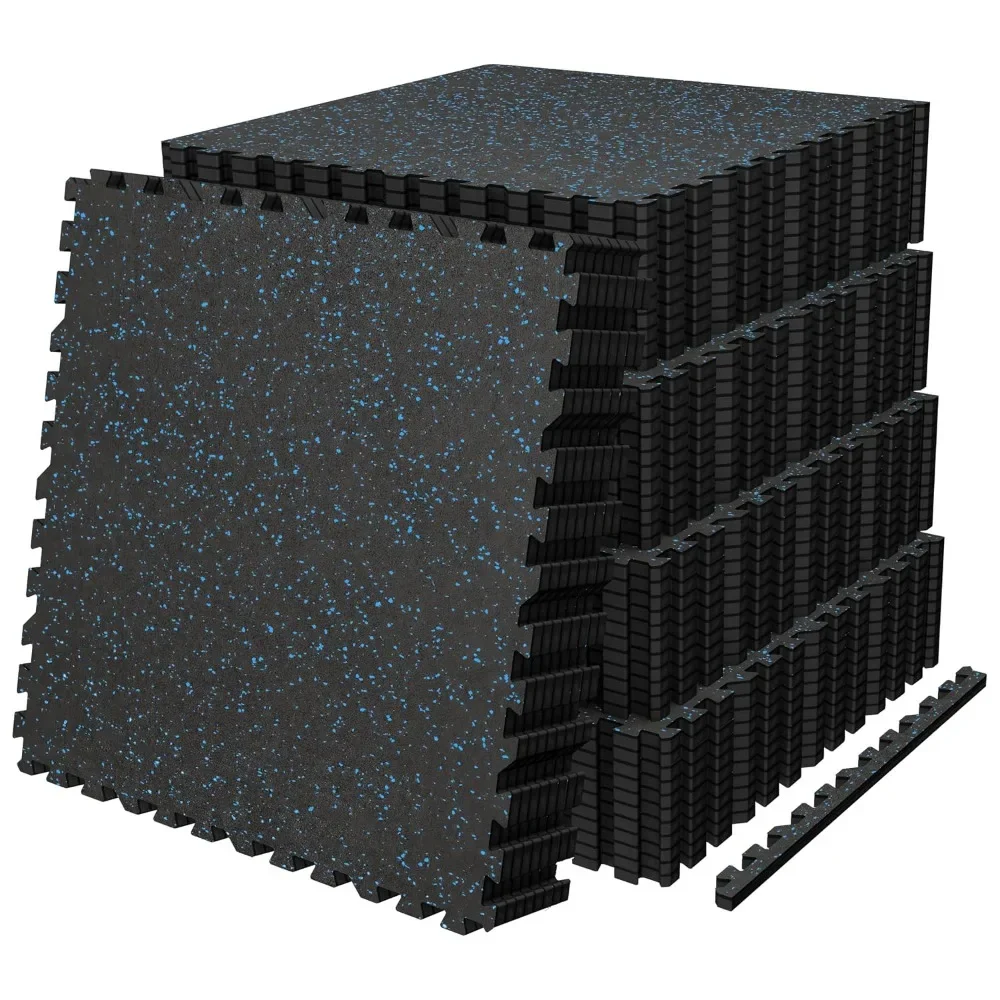 0.56in Thick 192 Sq.Ft Exercise Mat Set, 48 Tiles Rubber Top & High Density EVA Foam, CustomN20