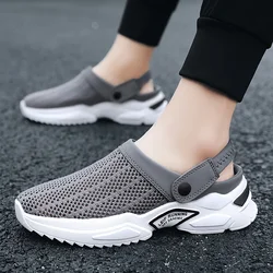 Mesh Men Sandals Outdoor Clogs Casual Sneakers for Man Breathable Half Slippers Slip on Lightweight Walking Beach Man Shoes 2024