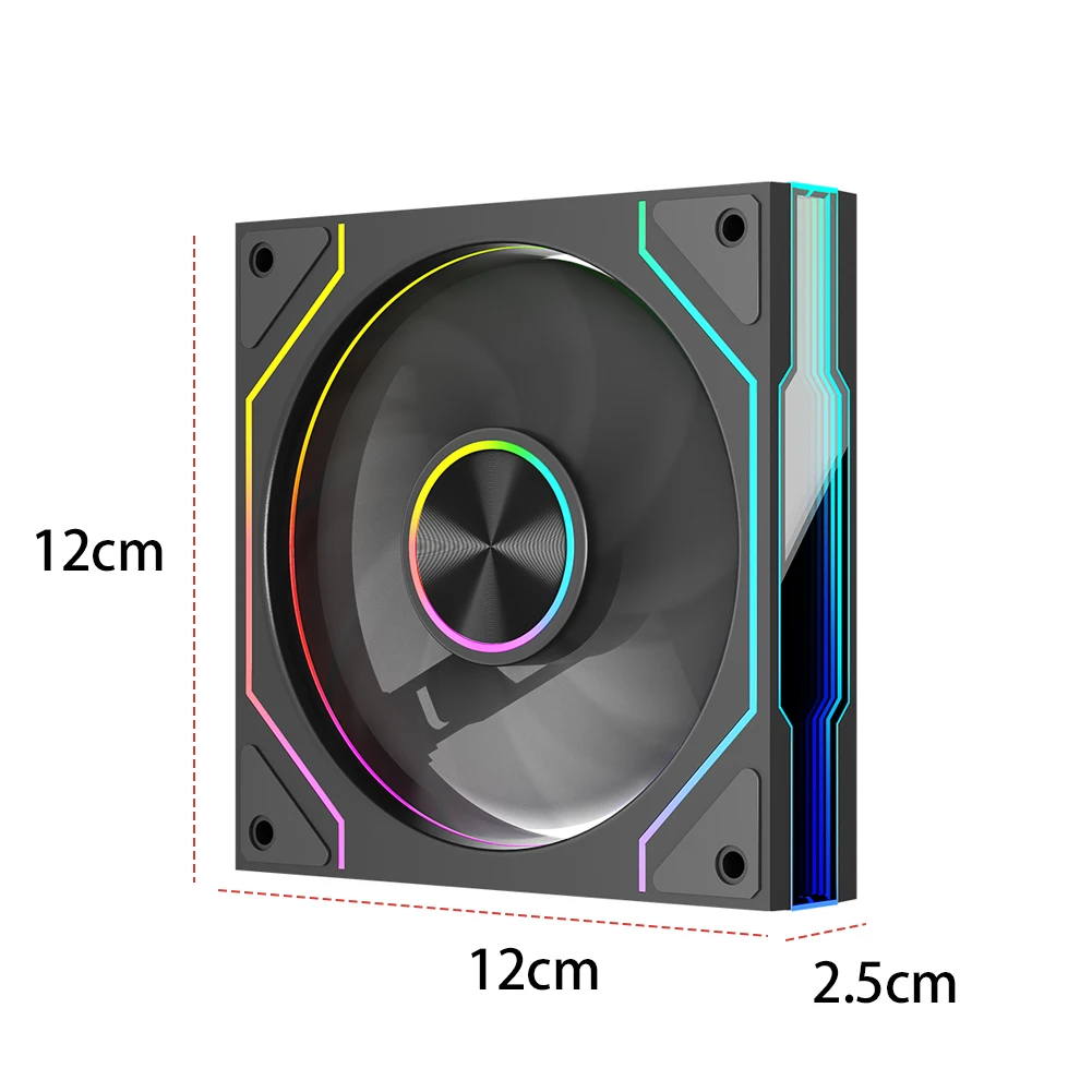ケースクーラーファン 12cm 静音冷却ファン ARGB コンピューターファン 4ピン PWM ほとんどのPC冷却システムに適しています
