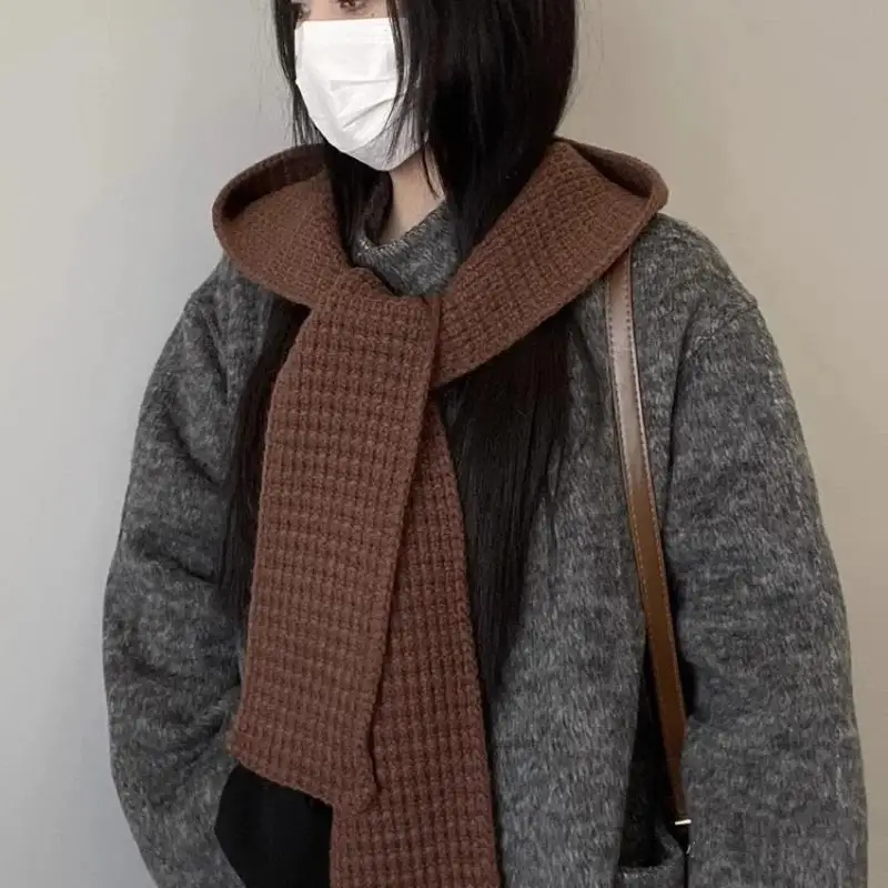 

Autumn Winter Neck Protector Beanies Cap Balaclava Hats Knitted Hooded Caps Knitted Law Hat Hooded Scarf Winter Accessories