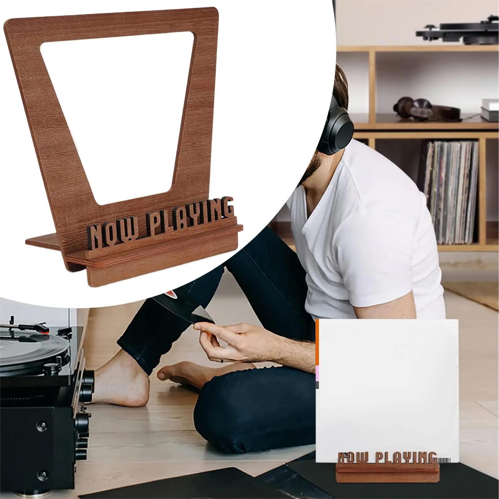 Expositor de Discos de Vinilo de Madera, Soporte Vintage para Álbumes, Estantes para Archivos, Tocadiscos de Audio y Video para Álbumes, Libros, Regalo