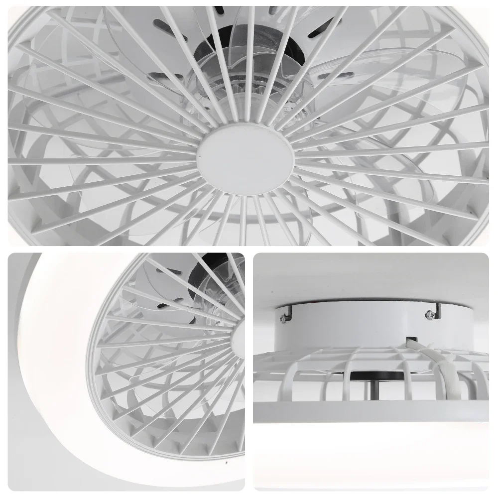 Ventilador de techo cerrado de 18 pulgadas, luz y montaje empotrado remoto, ventilador de techo moderno sin aspas de perfil bajo, dormitorio, cocina, comedor