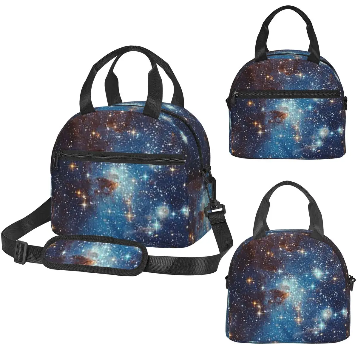 

Синяя термосумка для обедов с изображением звезд и космоса для детей, школьный термоконтейнер, портативная сумка-холодильник для еды