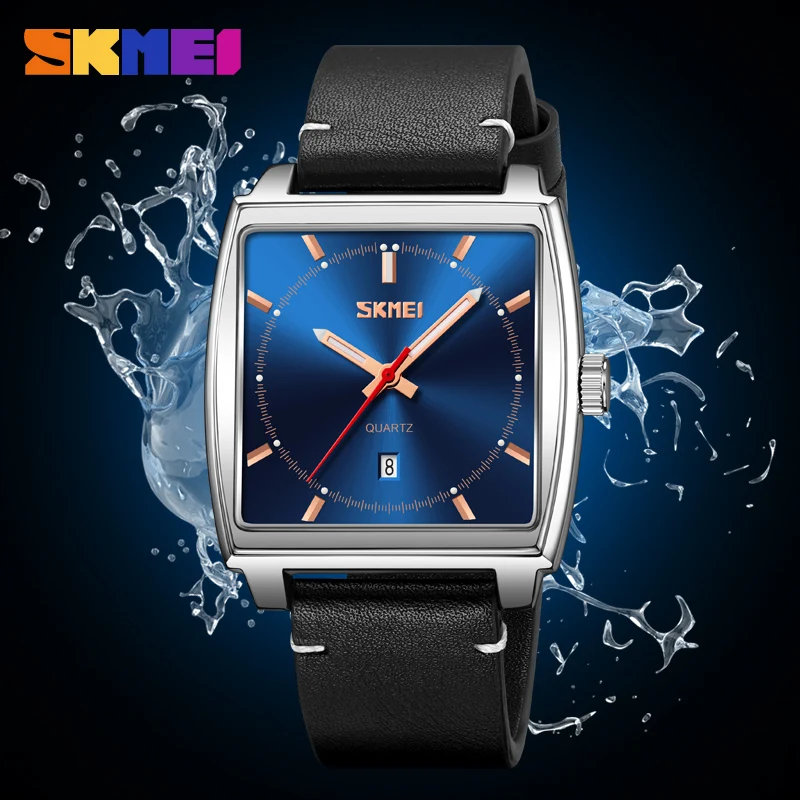 SKMEI 9316 Top Brand Square Men\'s Quartz Watches Business Waterproof Clock Leather Strap Wristwatches For Men Relogio Masculino