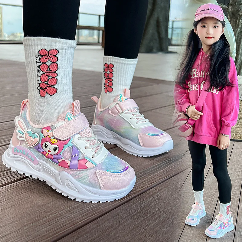 

Kids Spring Sneakers Girls School Casual Shoes Outdoor Breathable Running Shoes Light Soft Tenis Pink Non-slip Children Shoes