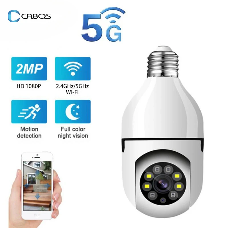 

5G Wifi IP E27 Bulb Surveillance Camera Night Vision Wireless Home Cameras 2MP CCTV Video Security Protection Baby Mini Cam