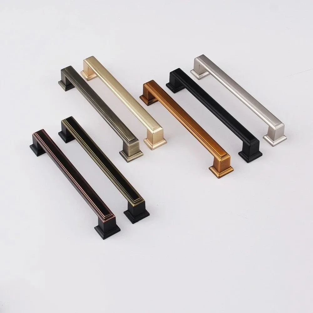 Modern Zinc Alloy Cabinet Handles Thick Solid Solid Construction Door Knobs Square Wardrobe Pulls Furniture Hardware