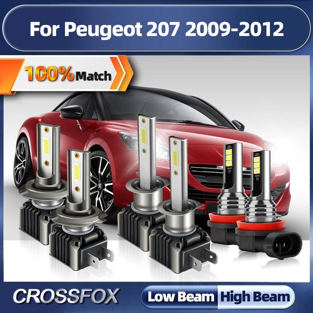

LED Headlight Bulb 6000K White Car Fog Light 60000LM High Low Beam 12V Super Bright For Peugeot 207 2009 2010 2011 2012