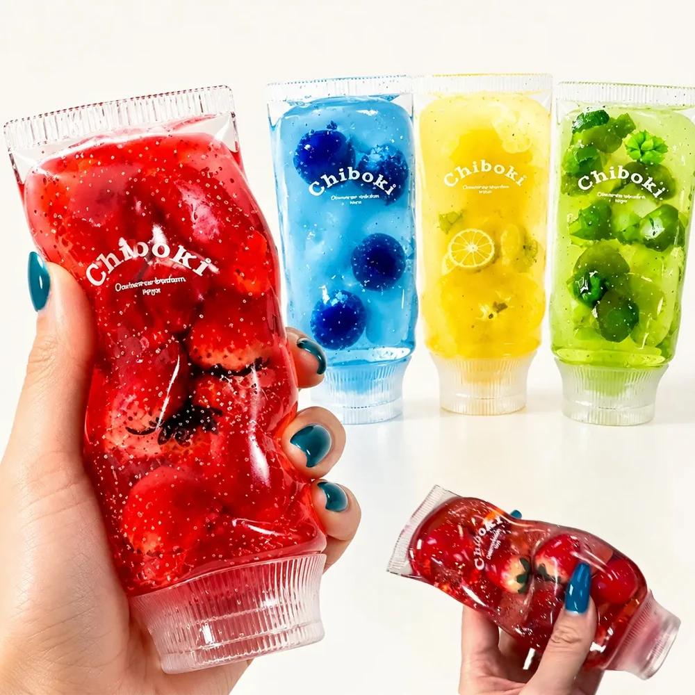 4 Style Chiboki Fruit Toothpaste Stress Ball Shapeable Squishy Toy Squeeze ASMR Fidget Toys Jelly Squishy Toy Anti Stress Gifts